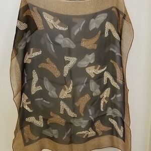 Elegant Shoe Print Scarf in Brown and Gray